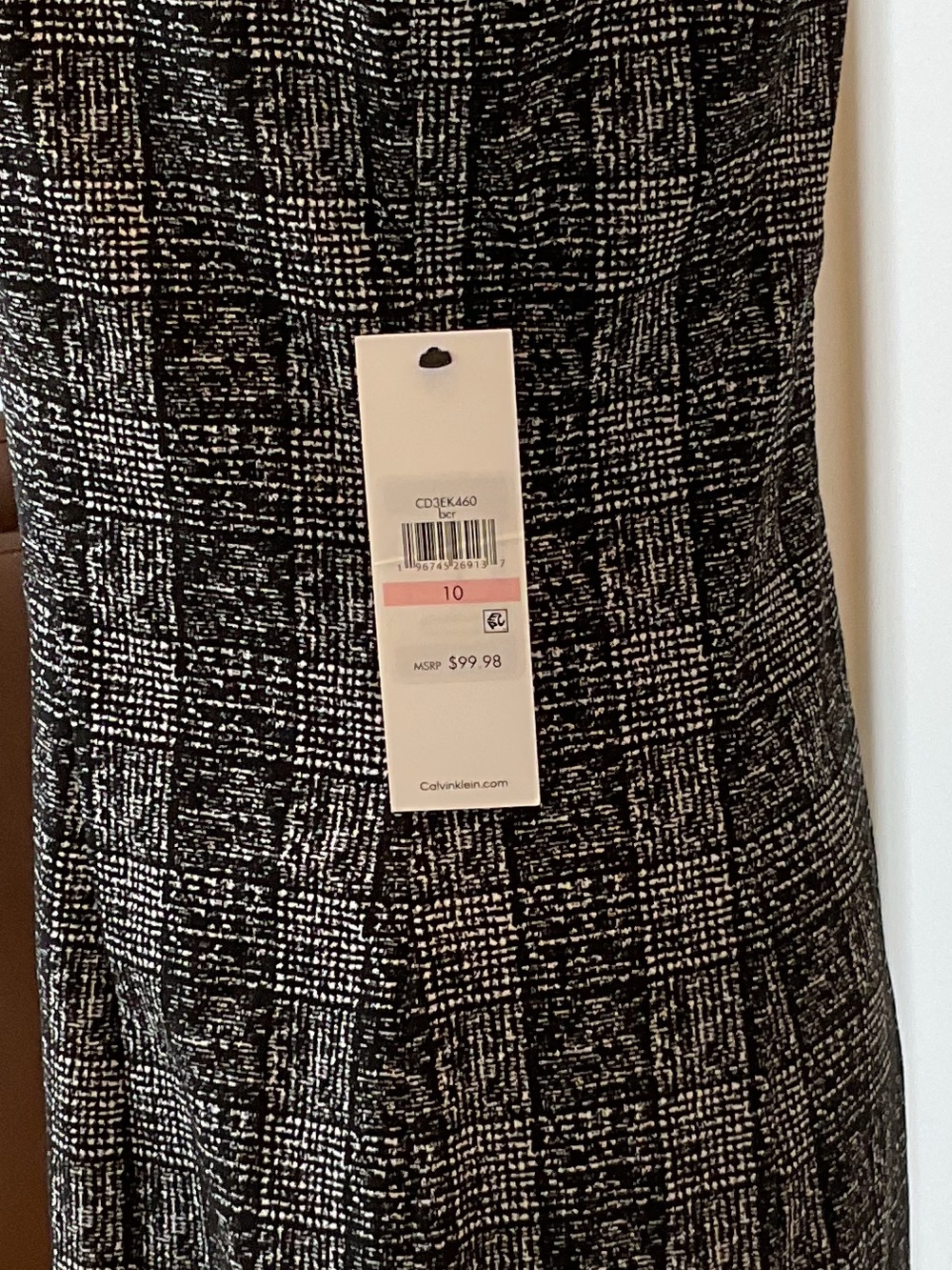 Calvin Klein Sleeveless Gray Plaid Midi Sheath Dress - Picture 6 of 9